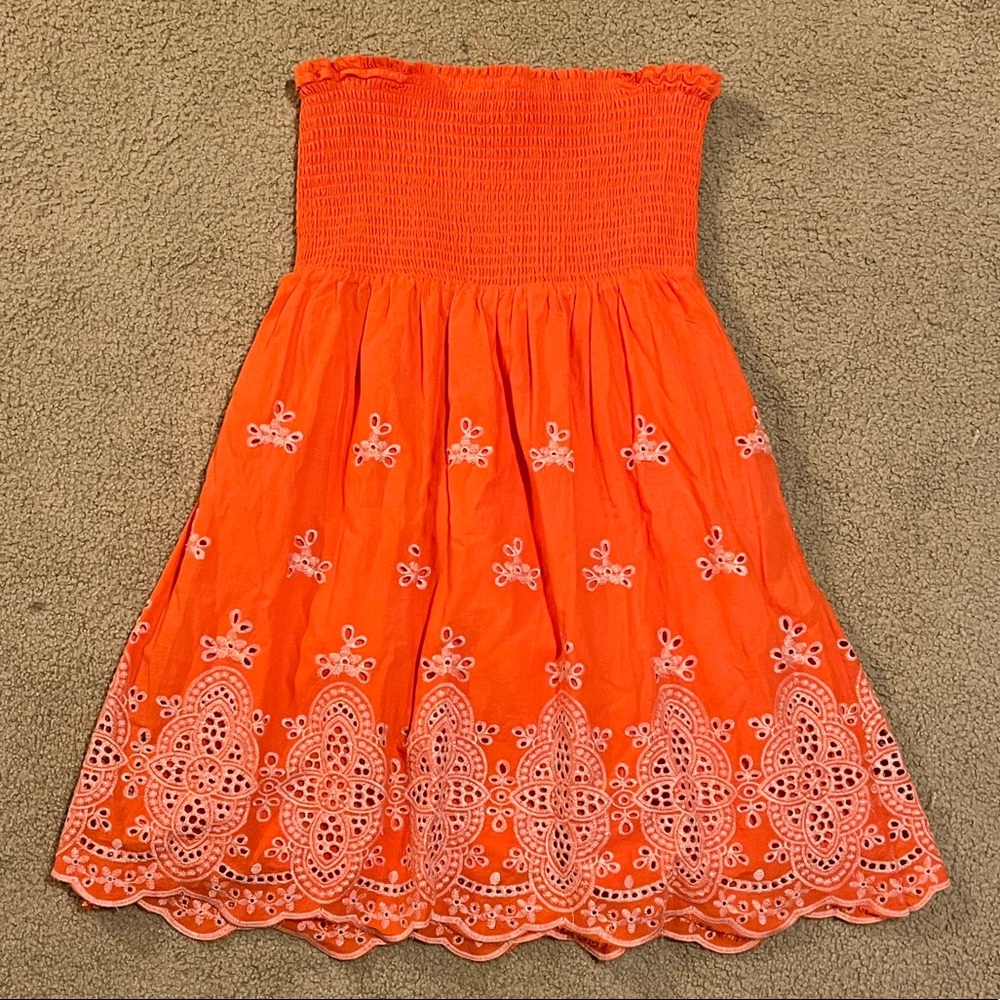 Taylor & Sage: Strapless, tangerine orange, sundress (S)
